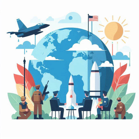 Vector illustration of start up concept with rocket, earth and people.のイラスト素材