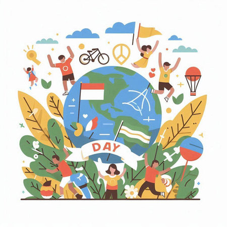 International Day of Peace concept. Vector illustration in flat cartoon style.のイラスト素材