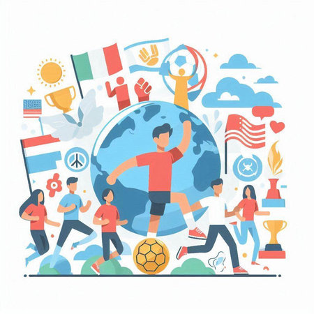 Soccer and football. Vector illustration in flat cartoon style on white background.のイラスト素材