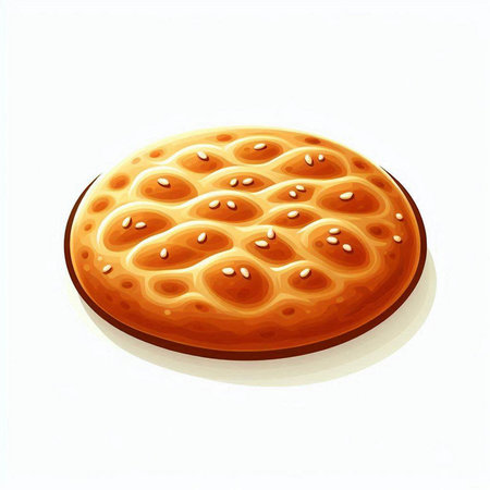 Illustration of a biscuit with sesame seeds on a white backgroundのイラスト素材