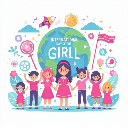 International Girl Power Day vector illustration. Feminism concept. Cartoon flat design.のイラスト素材