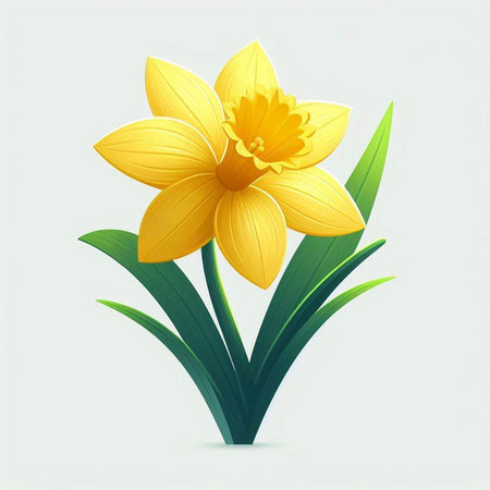 Yellow daffodil on a white background. Vector illustration.のイラスト素材