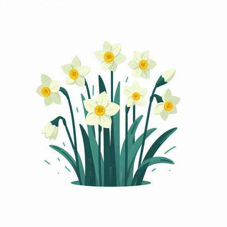 Narcissus flower vector illustration. Spring narcissus isolated on white background.のイラスト素材