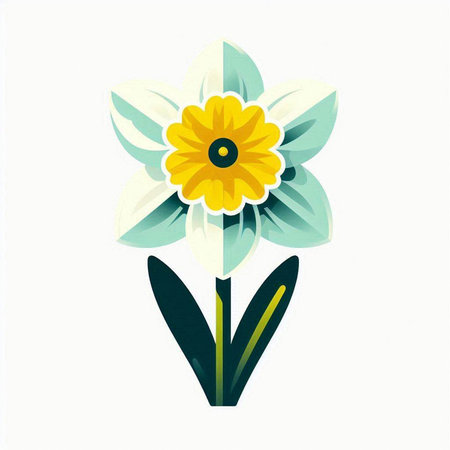 Narcissus flower vector illustration. Isolated on white background.のイラスト素材