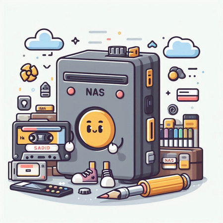 Vintage music player, vector illustration in flat style. Retro music player, cassette player, audio cassette, headphones, microphone and smartphone.のイラスト素材