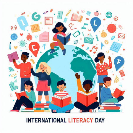 International Literacy Day. Flat vector illustration of international literacy day.のイラスト素材