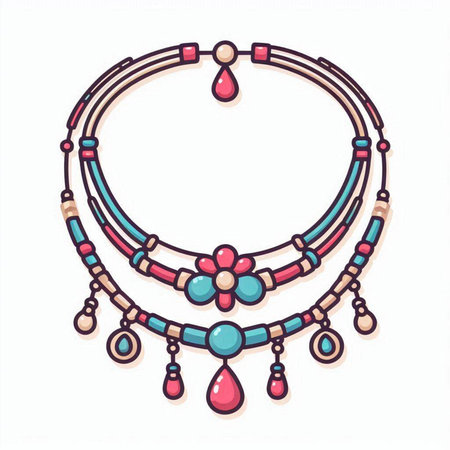 Necklace with beads. Boho style, vector illustration.のイラスト素材