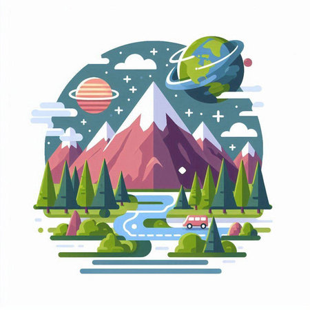 Travel around the world. Vector illustration in flat design style. Travel around the world.のイラスト素材