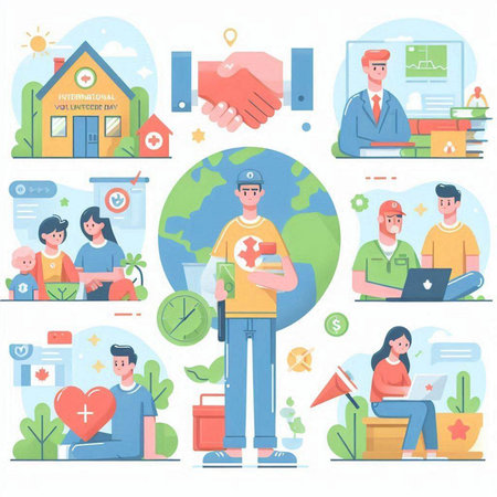 Flat design vector illustration concepts for online education, remote learning, e-learning, distance learning.のイラスト素材