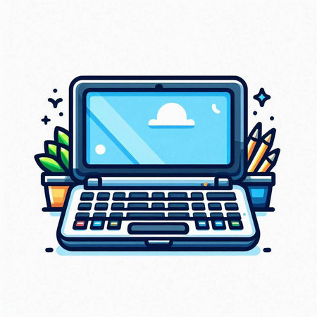 Laptop computer icon, flat design, vector illustration, eps 10.のイラスト素材