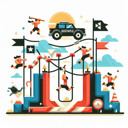 Car racing flat vector illustration. Car racing sport competition. Car race, championship, competition, success, speed, speedometer, speedometer, speedometer.のイラスト素材