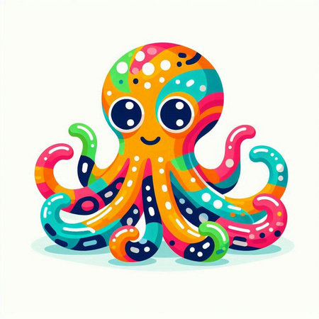 Cute cartoon octopus. Vector illustration isolated on white background.のイラスト素材