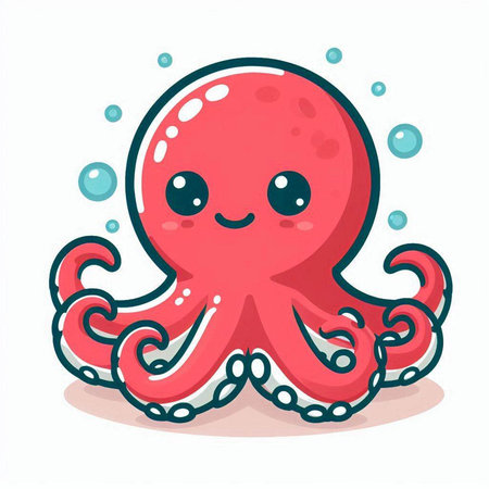 Cute cartoon octopus. Vector illustration isolated on white background.のイラスト素材