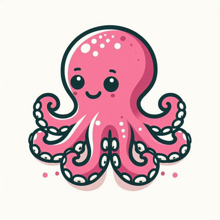 Cute cartoon octopus isolated on white background. Vector illustration.のイラスト素材