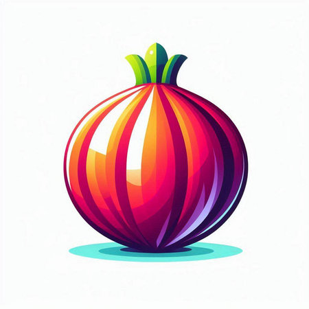 Colorful vector illustration of a red onion on a white background.のイラスト素材