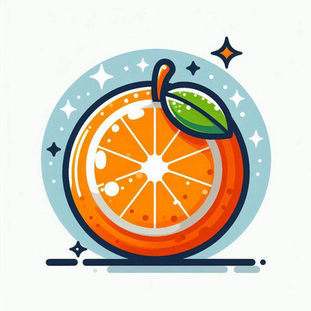 Orange fruit icon in flat style isolated on white background. Vector illustration.のイラスト素材