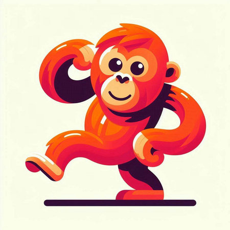 Monkey running. Cartoon character. Vector illustration in flat style.のイラスト素材