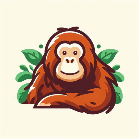 Orangutan vector illustration. Hand drawn style. Vector illustration.のイラスト素材