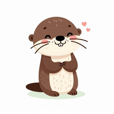 Cute otter vector illustration. Cute cartoon animal character.のイラスト素材