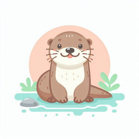 Cute otter vector illustration. Cute cartoon wild animal.のイラスト素材