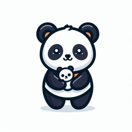 Cute panda bear holding a teddy bear. Vector illustration.のイラスト素材