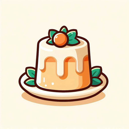 Cake with cream and berries on a plate. Vector illustration.のイラスト素材