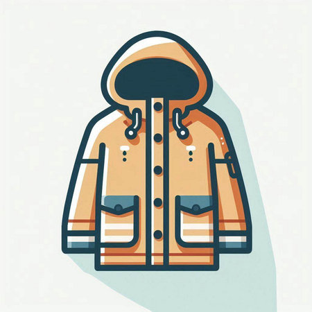 Vector illustration of a hooded jacket with a hood. Flat style.のイラスト素材