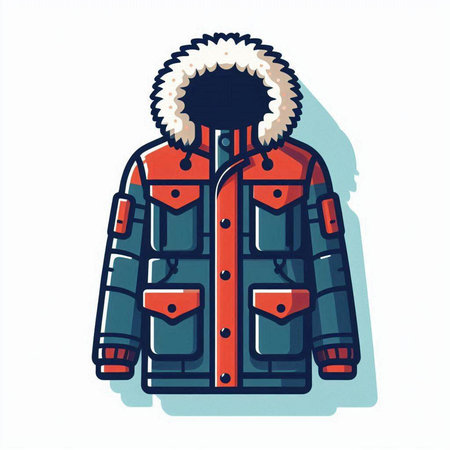 Vector illustration of winter jacket. Isolated on a white background.のイラスト素材