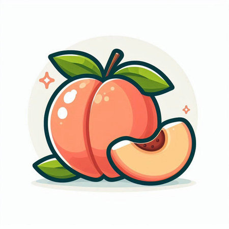 Peach fruit icon. Vector illustration in flat cartoon style isolated on white background.のイラスト素材