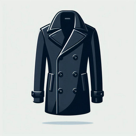 Men's coat with a belt. Vector illustration in cartoon style.のイラスト素材