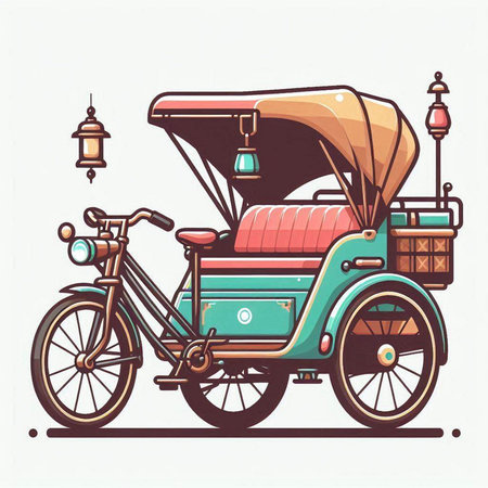 Vintage tricycle. Hand drawn vector illustration in retro style.のイラスト素材