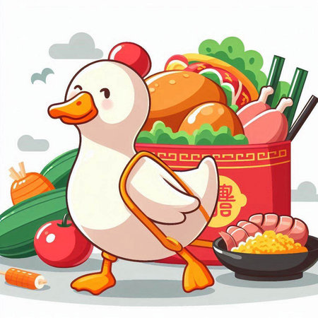 Illustration of a Cute Cartoon Snowman on a Thanksgiving Dayのイラスト素材