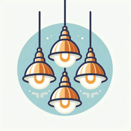 Ceiling lamp. Vector illustration in a flat style. Light bulbs.のイラスト素材