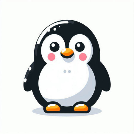 Cute penguin isolated on white background. Vector cartoon illustration.のイラスト素材