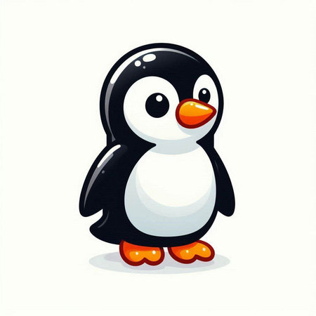 Cute cartoon penguin on a white background. Vector illustration.のイラスト素材