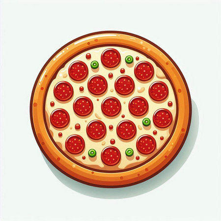Pepperoni pizza isolated on white background. Vector illustration for your designのイラスト素材