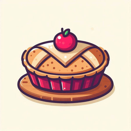 Cherry pie. Vector illustration in cartoon style on white background.のイラスト素材