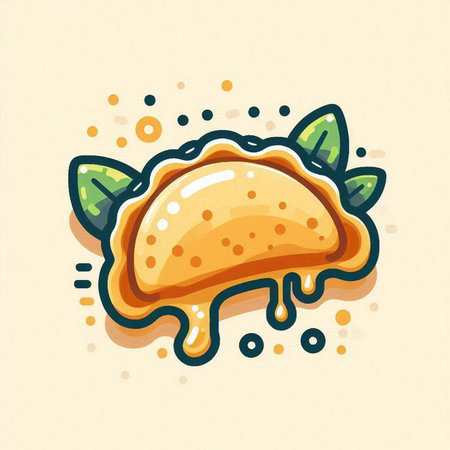 Illustration of a tortilla with mint leaves. Vector illustration.のイラスト素材