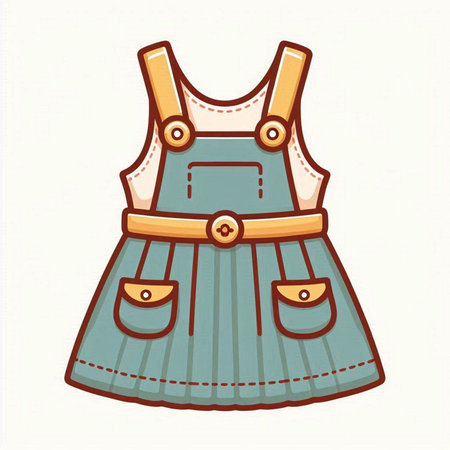 Colored vector illustration of a girl's dress. Cartoon style.のイラスト素材