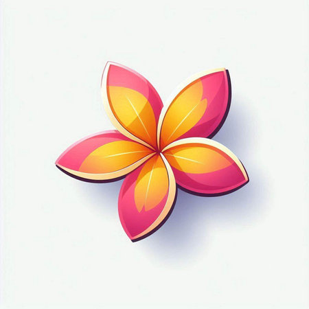 Illustration of a colorful frangipani flower on a white backgroundのイラスト素材
