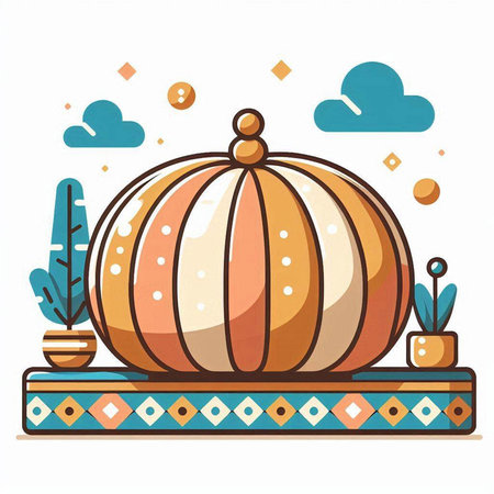 Cute vector illustration with decorative ornamental pumpkins. Isolated on white background.のイラスト素材