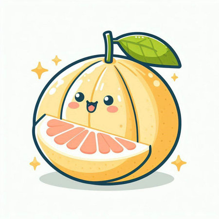 Cute cartoon melon character. Vector illustration isolated on white background.のイラスト素材