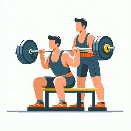 Man lifting barbell. Bodybuilding concept. Vector illustration in cartoon styleのイラスト素材