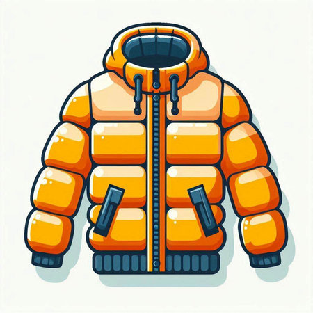 Orange winter jacket isolated on white background. Vector illustration. Cartoon style.のイラスト素材