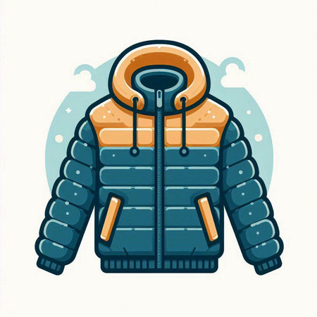 Vector illustration of a winter jacket isolated on white background. Cartoon style.のイラスト素材