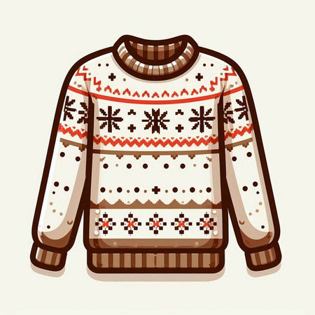 Knitted woolen sweater with snowflakes. Vector illustration.のイラスト素材