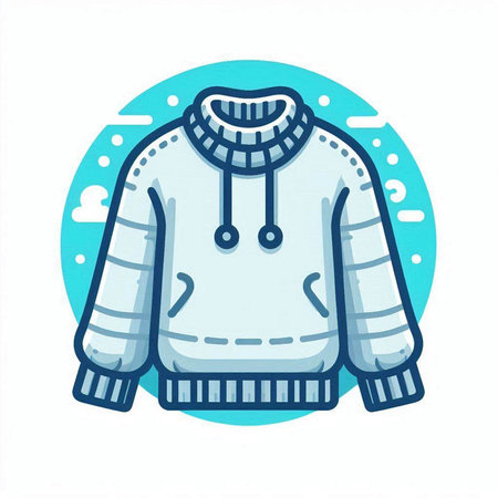 Winter clothes icon. Vector illustration of a sweater with a hood.のイラスト素材