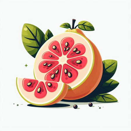 Pomegranate fruit on a white background. Vector illustration.のイラスト素材