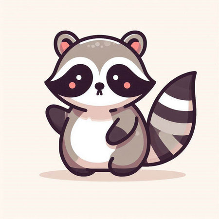 Cute cartoon raccoon. Vector illustration of a raccoon.のイラスト素材