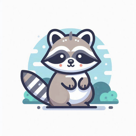 Cute raccoon vector illustration. Cute cartoon animal character.のイラスト素材